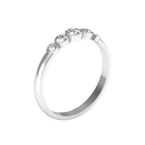 0.26cttw Bezel Round Diamond 5 Stone Ring