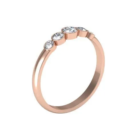 0.26cttw Bezel Round Diamond 5 Stone Ring