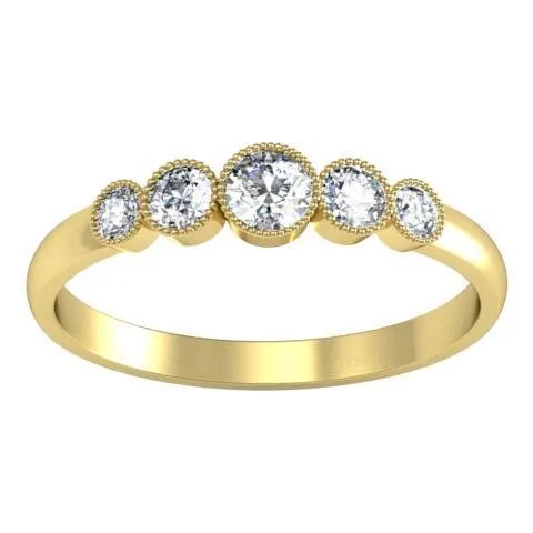 0.26cttw Bezel Round Diamond 5 Stone Ring