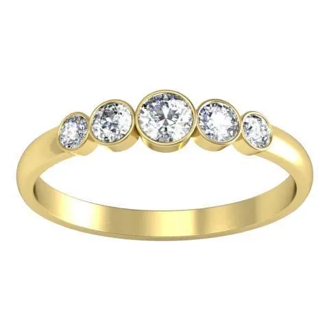 0.26cttw Bezel Round Diamond 5 Stone Ring