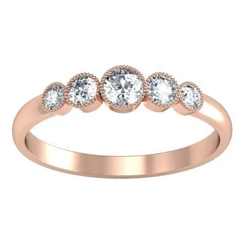0.26cttw Bezel Round Diamond 5 Stone Ring