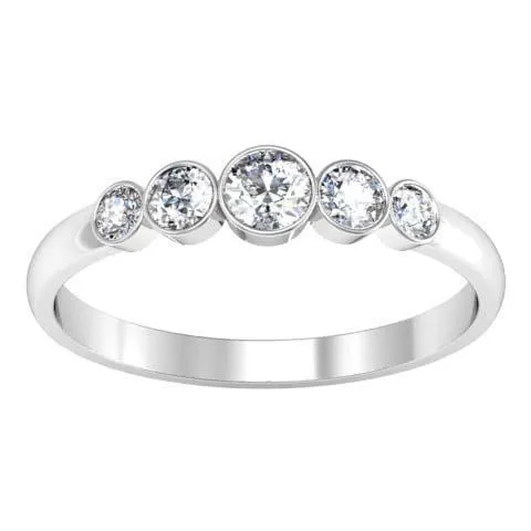 0.26cttw Bezel Round Diamond 5 Stone Ring