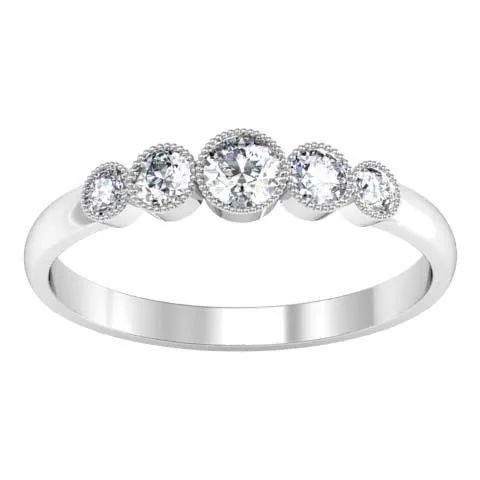 0.26cttw Bezel Round Diamond 5 Stone Ring