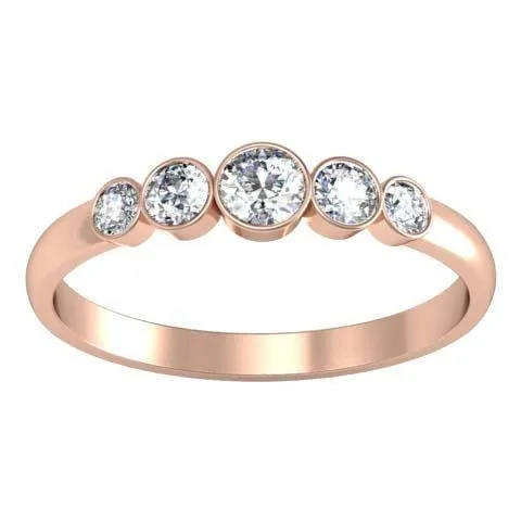 0.26cttw Bezel Round Diamond 5 Stone Ring