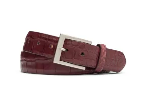1-1/2" Matte American Alligator Belt with Brushed Nickel and Gold Buckles