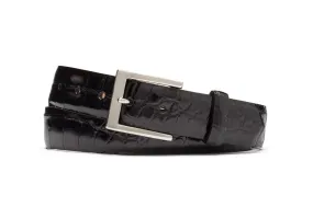 1-1/4" Glazed American Alligator Belt with Nickel and Gold Buckles