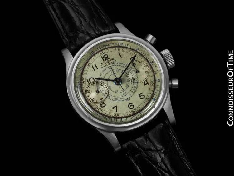 1930's Breitling Vintage "Clamshell" - World's First Waterproof Chronograph - Stainless Steel