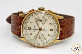 1940 Vintage Military LE PHARE Chronograph Landeron 248 17j Gold Top Men Watch