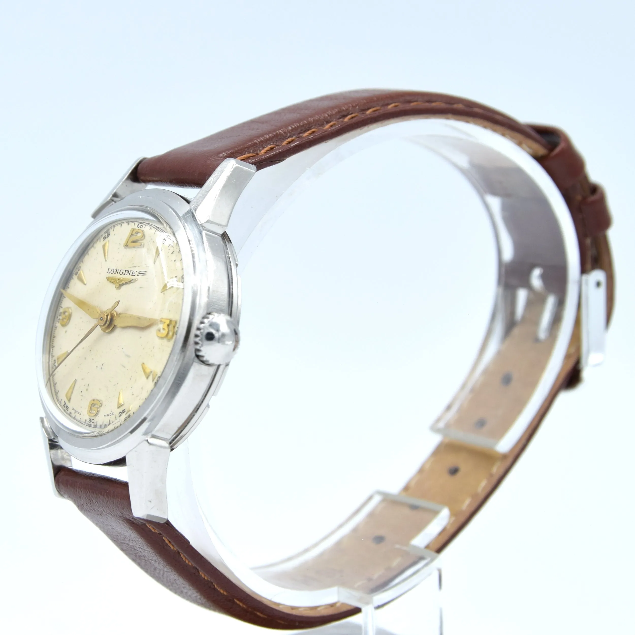 1951 Longines Manual Wind Wristwatch Model 6244 with Gorgeous Original Dial Cal 23zs