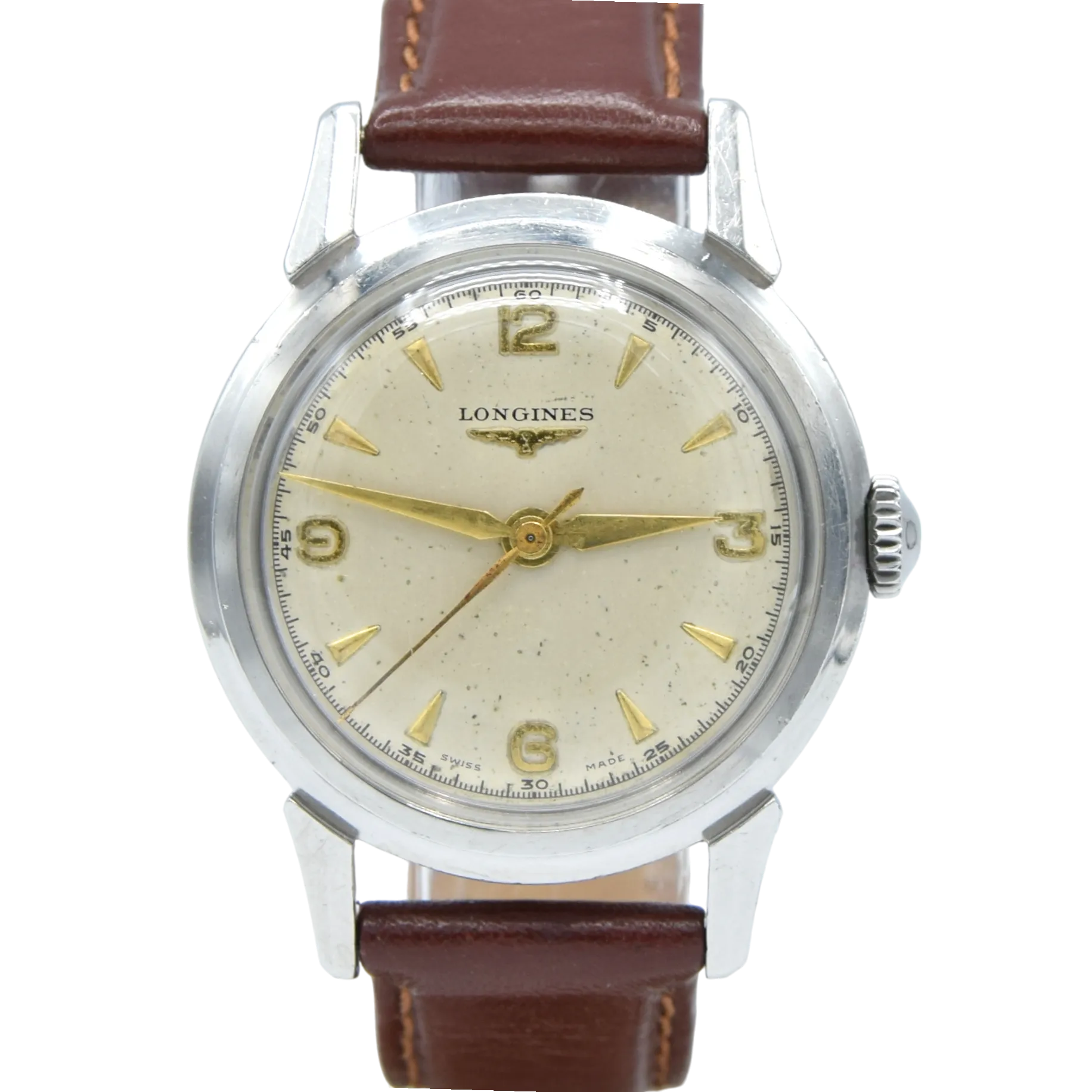 1951 Longines Manual Wind Wristwatch Model 6244 with Gorgeous Original Dial Cal 23zs