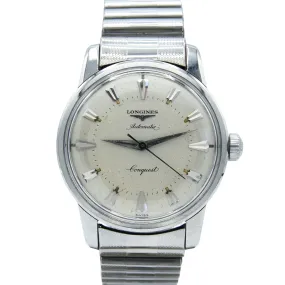1959 Longines Conquest Model 9000 Full Set in Stainless Steel on Bracelet with Box and Papers & Tags
