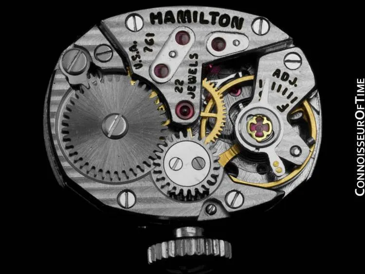 1960's Hamilton Vintage Ladies Bracelet Watch - 14K White Gold & Diamonds