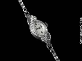1960's Hamilton Vintage Ladies Bracelet Watch - 14K White Gold & Diamonds
