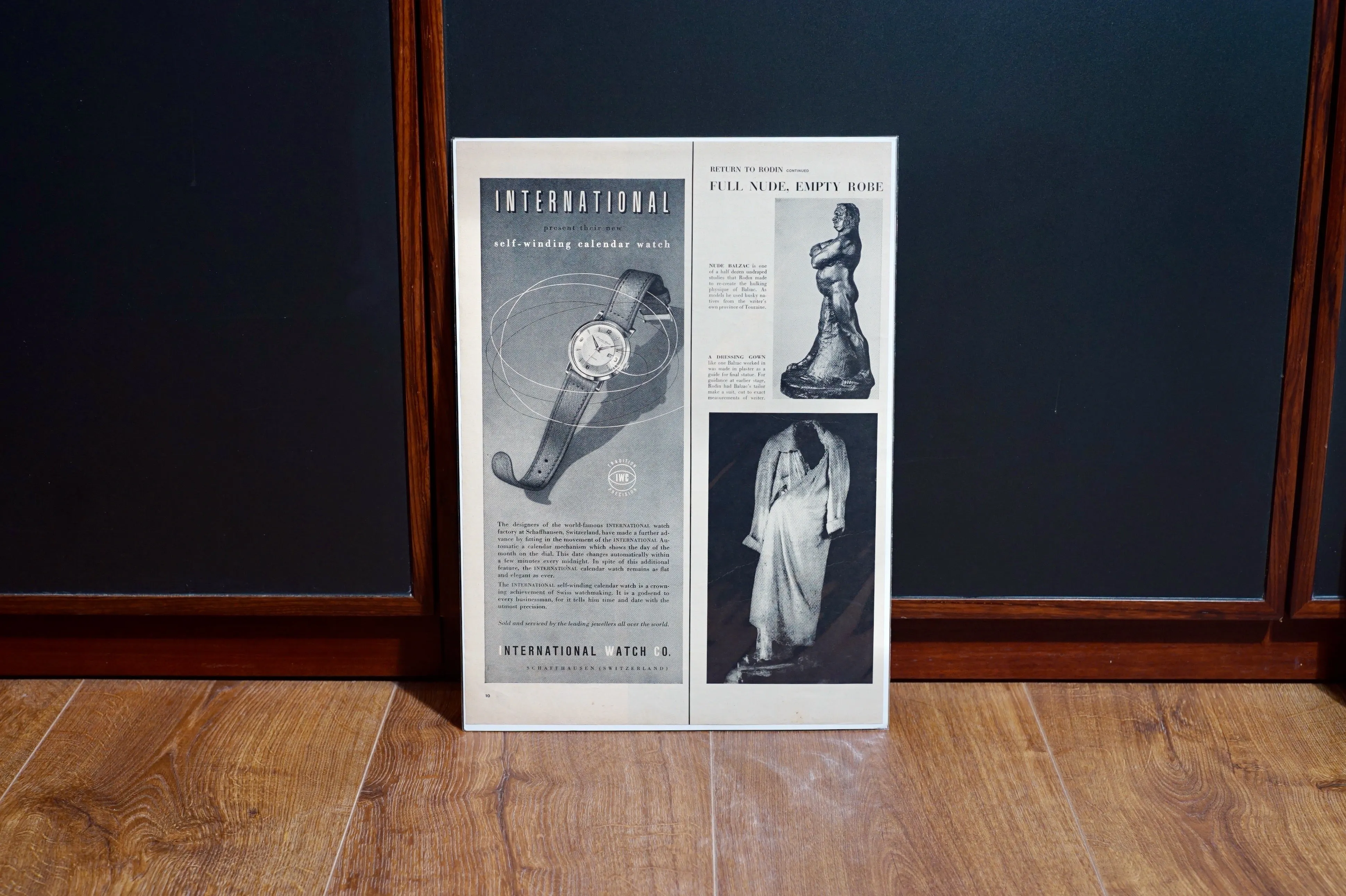 1960s IWC Self-winding Calendar Watch Magazine Advertisement