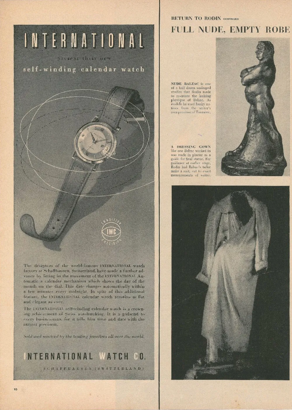 1960s IWC Self-winding Calendar Watch Magazine Advertisement