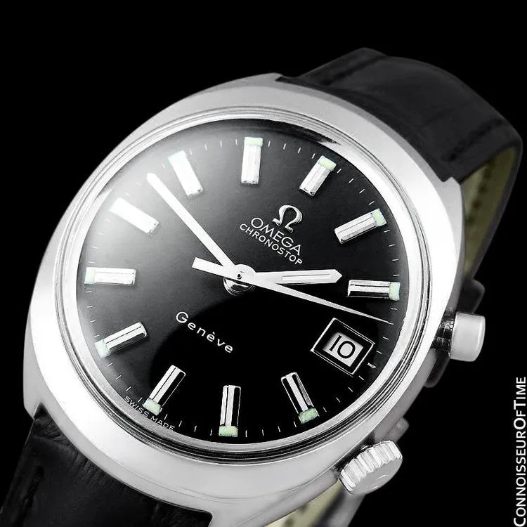 1970 Omega Chronostop Vintage Mens Retro Sporting Chronograph Watch with Date - Stainless Steel