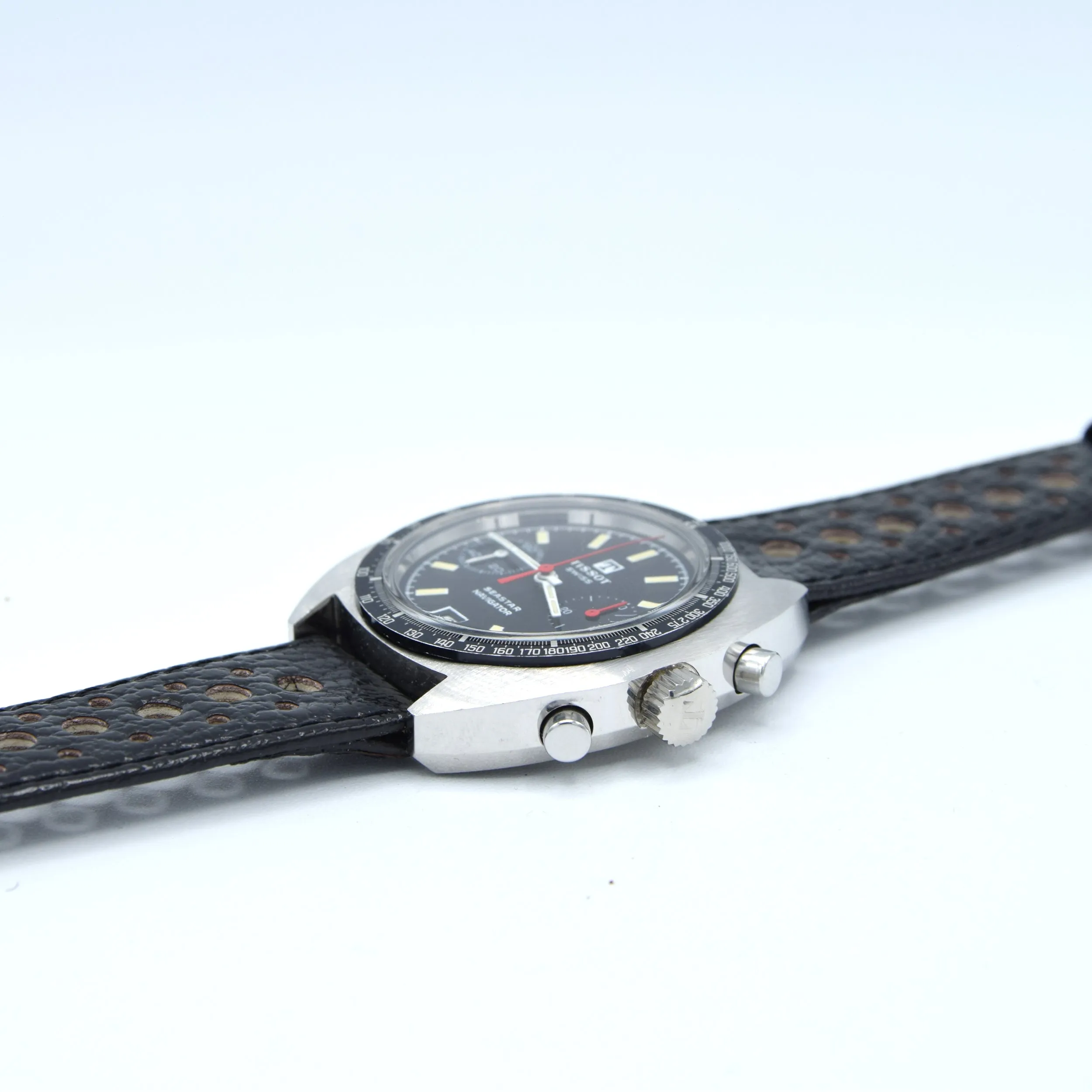 1974 Tissot Seastar Navigator Chronograph Wristwatch Model 40522 in Stainless Steel with Stunning Graphite grey Dial