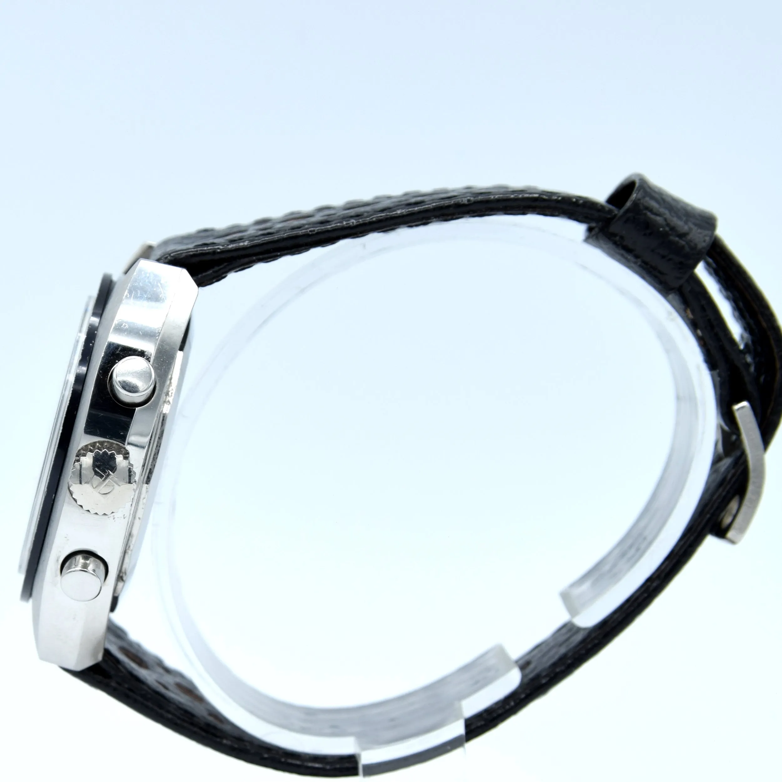 1974 Tissot Seastar Navigator Chronograph Wristwatch Model 40522 in Stainless Steel with Stunning Graphite grey Dial