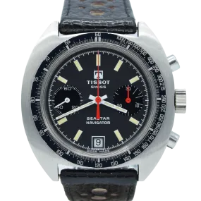 1974 Tissot Seastar Navigator Chronograph Wristwatch Model 40522 in Stainless Steel with Stunning Graphite grey Dial