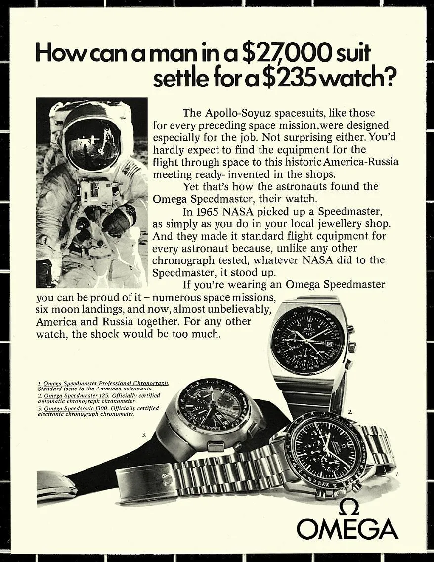 1979 Omega Speedmaster 125 Automatic Chronograph Chronometer Model 178.0002 in Stainless Steel on Bracelet