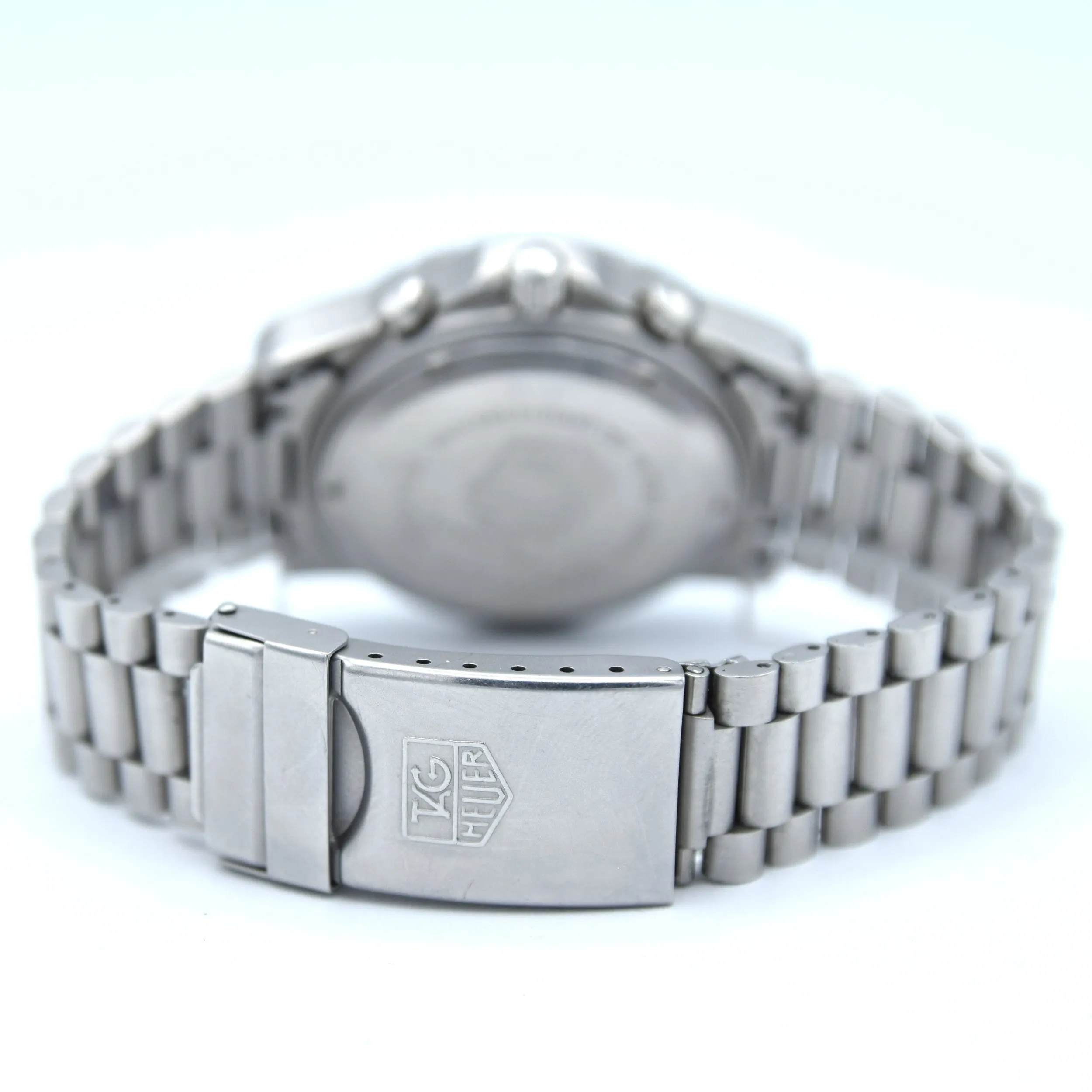 1985 TAG Heuer 2000 Series Chronograph Watch Model 272.006/1 Stainless Steel on Fliplock Bracelet with Box and Books Hardly Used