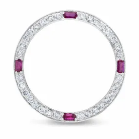 1CT BEAD SET DIAMOND BEZEL 18KW FOR ROLEX DATE, DATEJUST, PRESIDENT WITH RUBIES