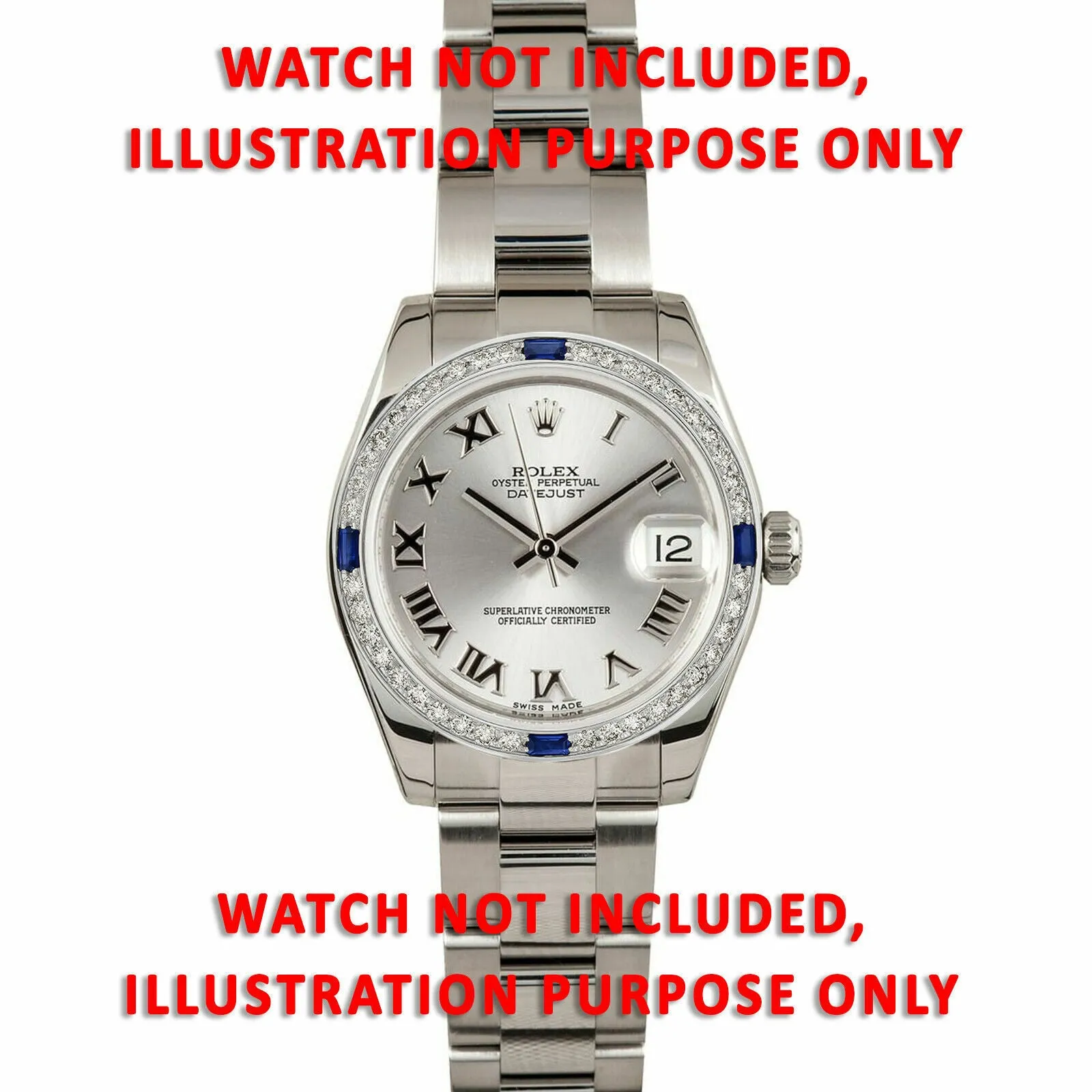 1CT BEAD SET DIAMOND BEZEL FOR ROLEX 31MM DATEJUST WITH 4 CORNER SAPPHIRES WG