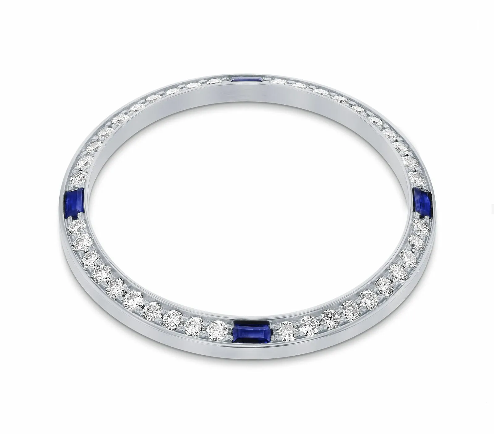 1CT BEAD SET DIAMOND BEZEL FOR ROLEX 31MM DATEJUST WITH 4 CORNER SAPPHIRES WG