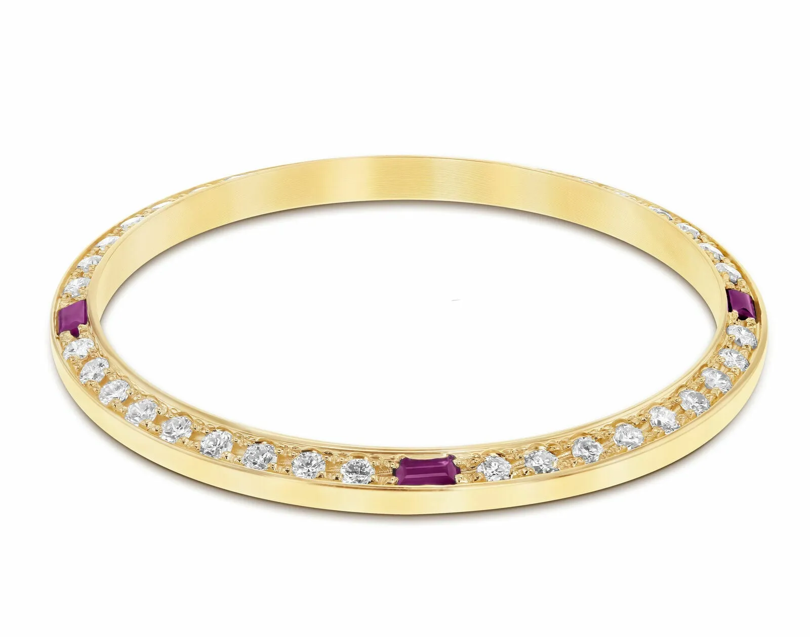 1CT BEAD SET PAVE DIAMOND BEZEL 18KY FOR ROLEX DATEJUST, PRESIDENT WITH 4 RUBIES