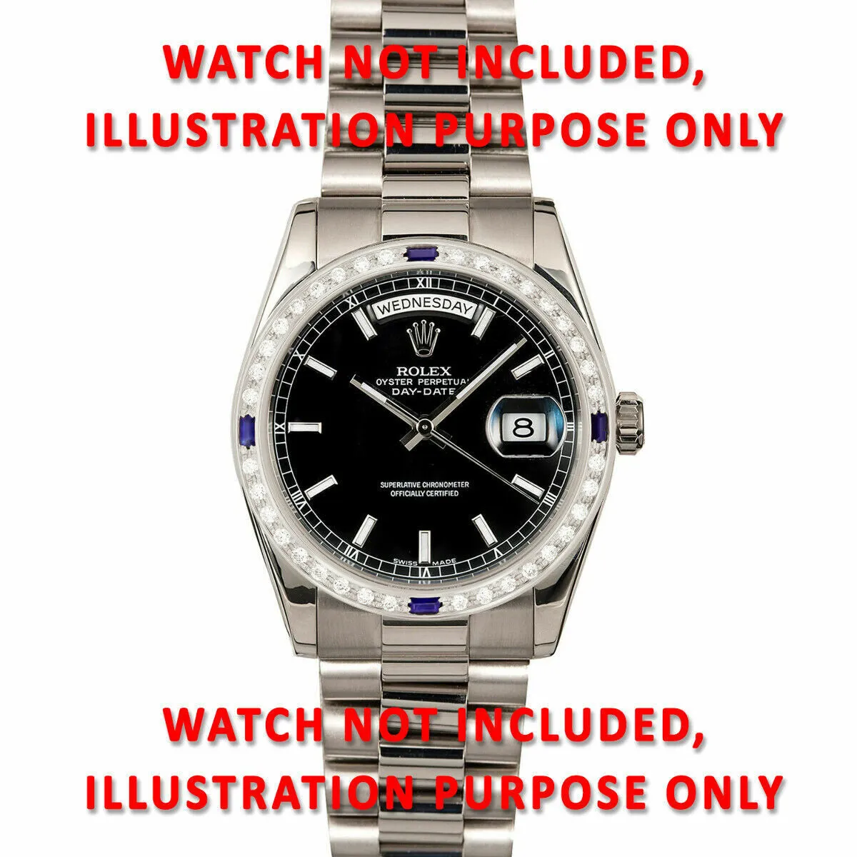 1CT DIAMOND BEZEL BEAD SET 18KW FOR ROLEX DATEJUST, PRESIDENT WITH 4 SAPPHIRES