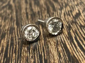 1ctw Diamond Bezel-Set Stud Earrings in White Gold