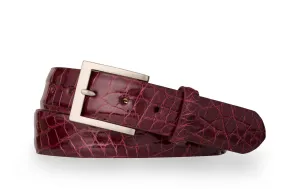 1" Glazed American Alligator Belt with Nickel and Gold Buckles