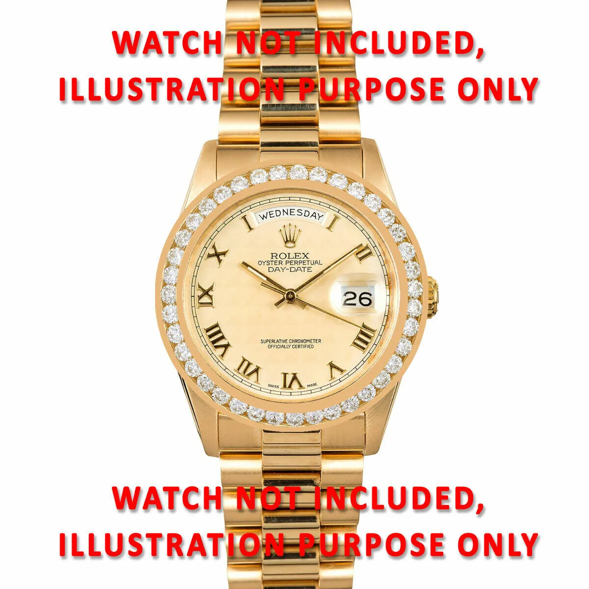 3CT CHANNEL SET DIAMOND BEZEL 18KY FOR 36MM ROLEX DATEJUST, PRESIDENT DAY DATE