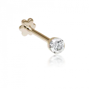 3mm INVISIBLE SET DIAMOND THREADED STUD in YELLOW GOLD