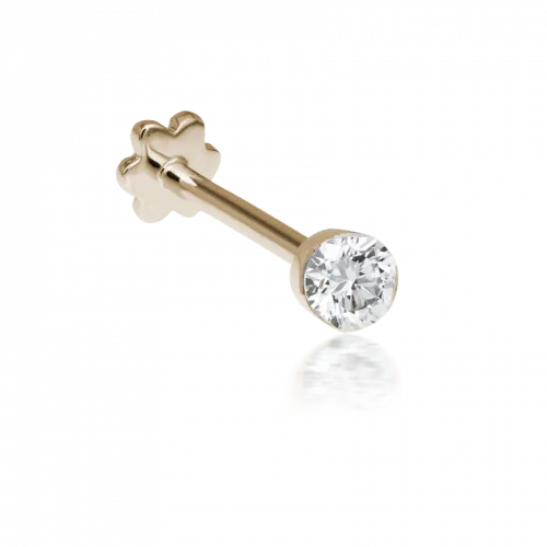 3mm INVISIBLE SET DIAMOND THREADED STUD in YELLOW GOLD