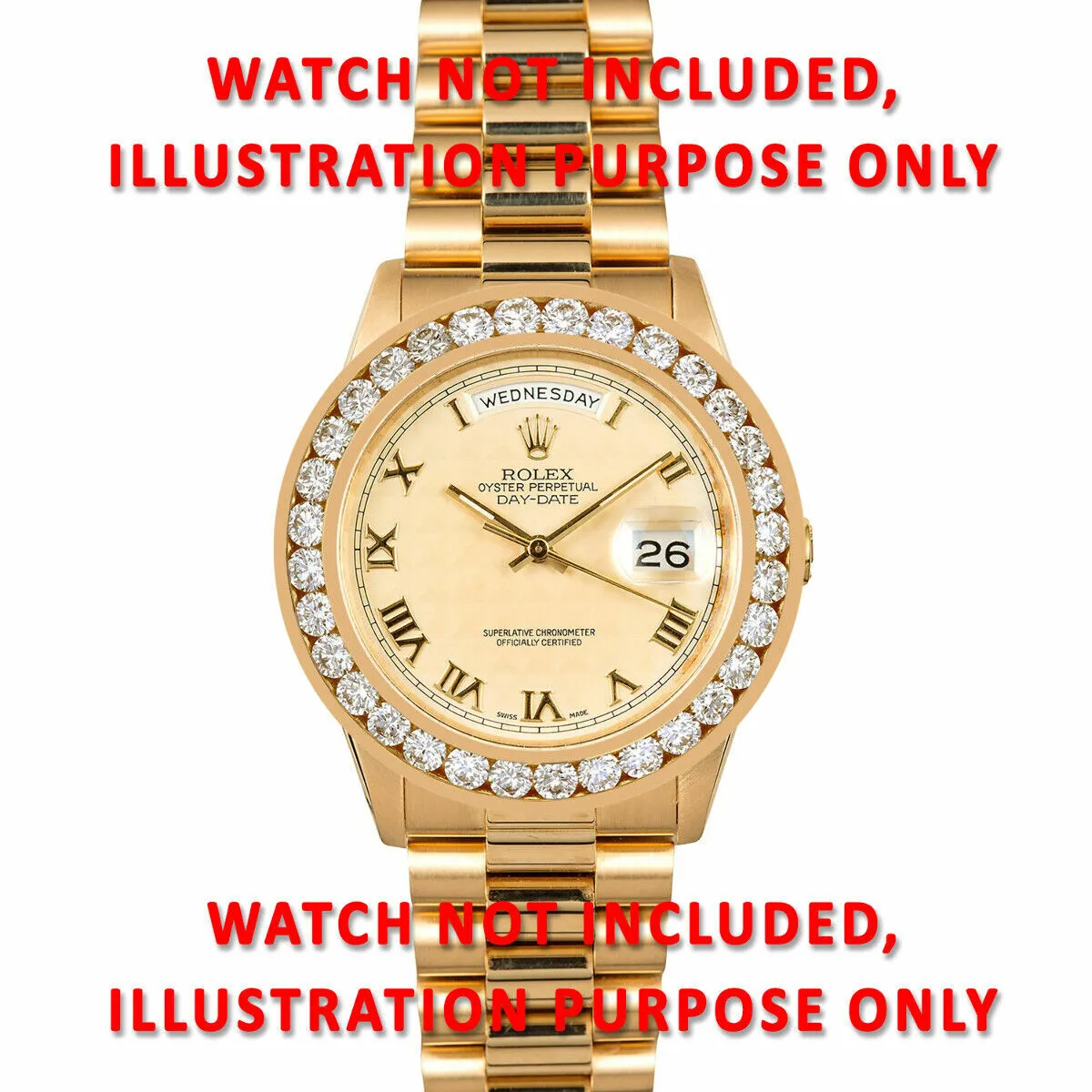 4.75CT CHANNEL SET DIAMOND BEZEL WATCH PART 14KY FOR ROLEX DATEJUST, PRESIDENT
