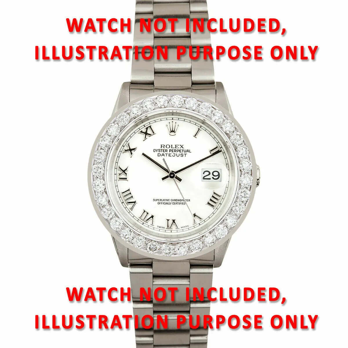 4CT BEAD SET DIAMOND BEZEL 14KW FOR ROLEX DATEJUST, PRESIDENT, SUBMARINER WATCH