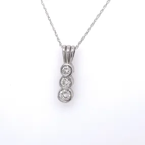.50ctw Diamond 3 stone Bezel set Pendant 14kt White gold