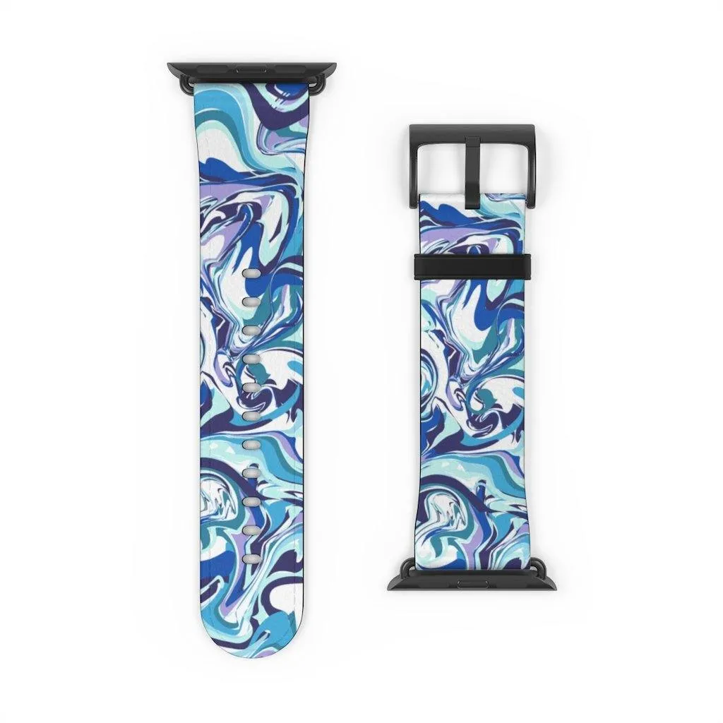 Acrylic Pour Blue Watch Band