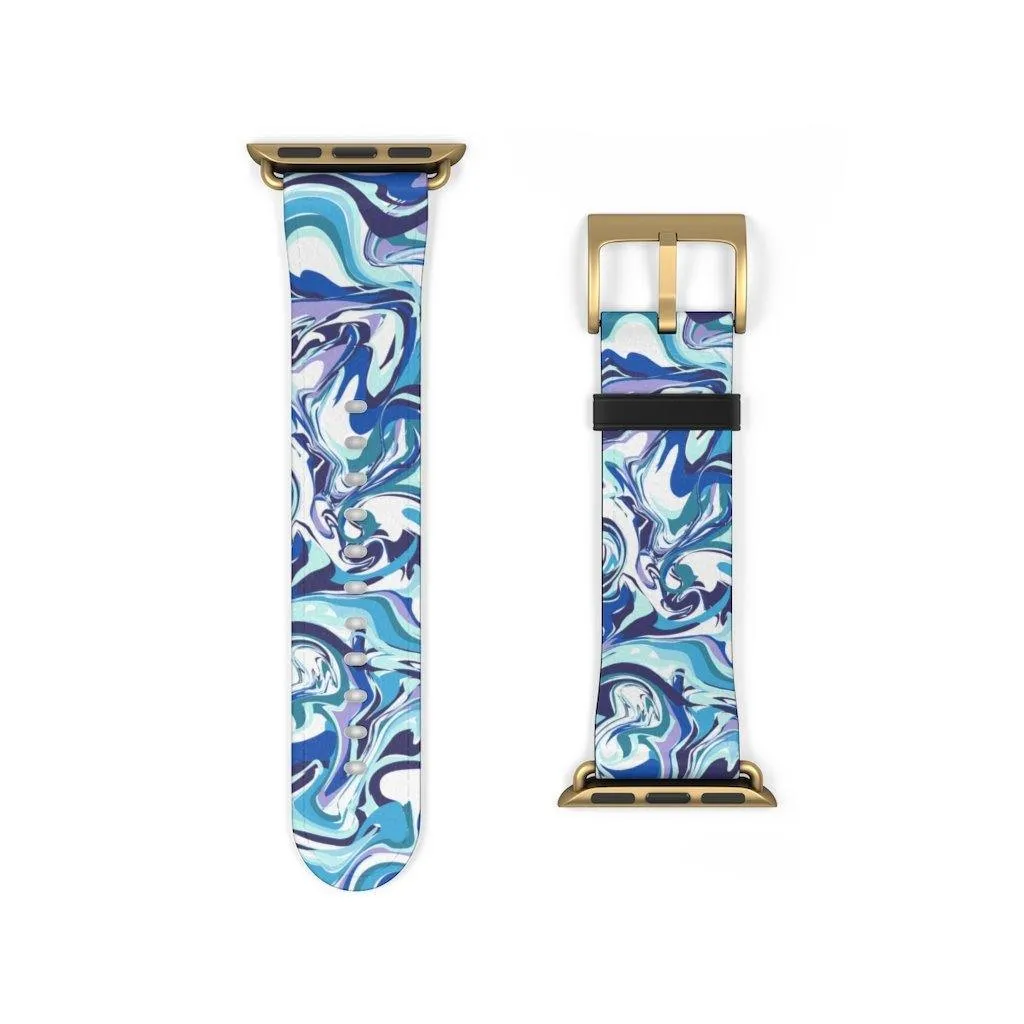 Acrylic Pour Blue Watch Band