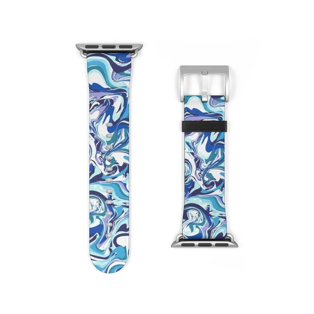 Acrylic Pour Blue Watch Band