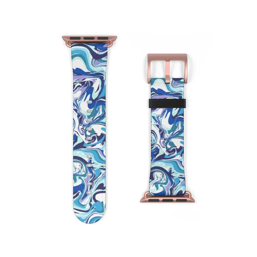 Acrylic Pour Blue Watch Band