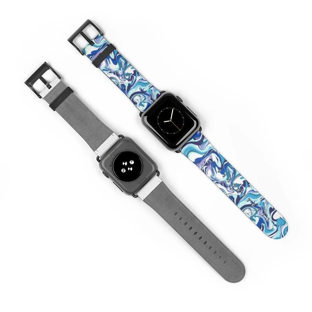 Acrylic Pour Blue Watch Band