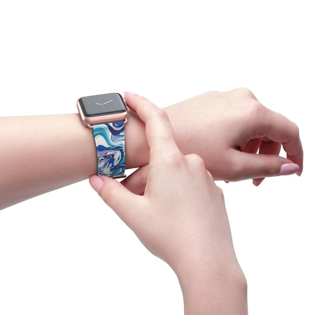 Acrylic Pour Blue Watch Band