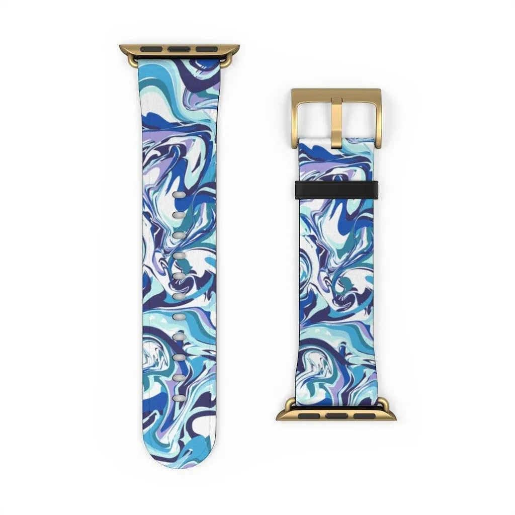 Acrylic Pour Blue Watch Band