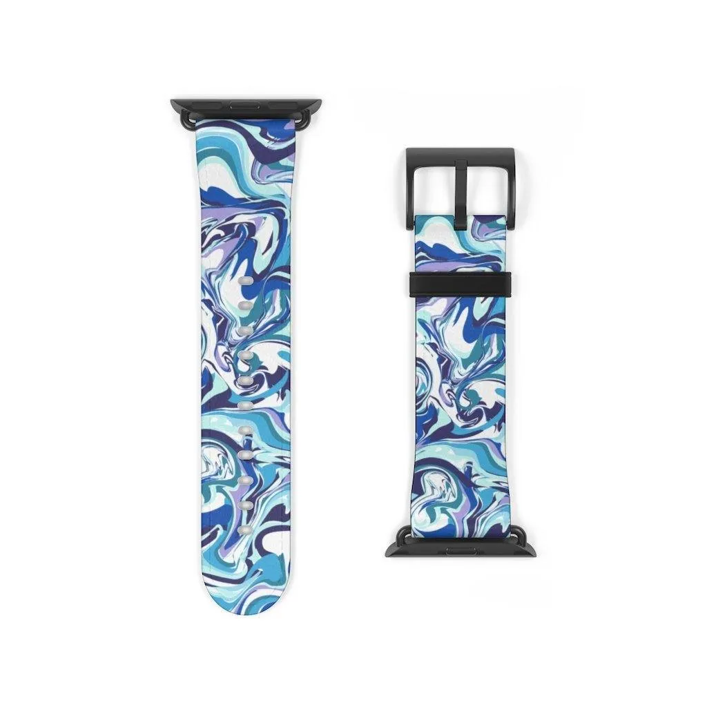 Acrylic Pour Blue Watch Band