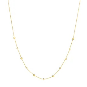 Alternating Bezel Diamond & Bead Necklace