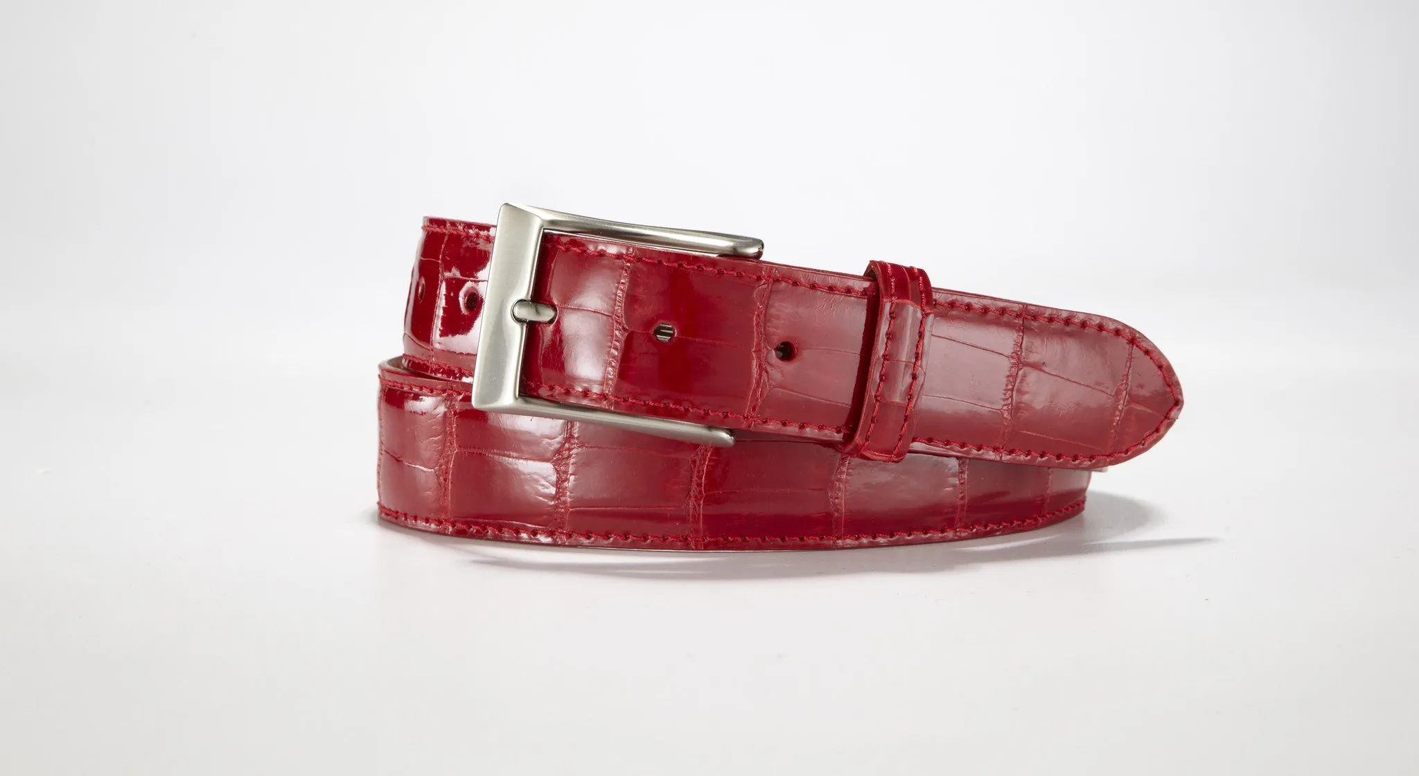 American Alligator Belt - Glossy 1 3/8" - 35mm (Ivory)