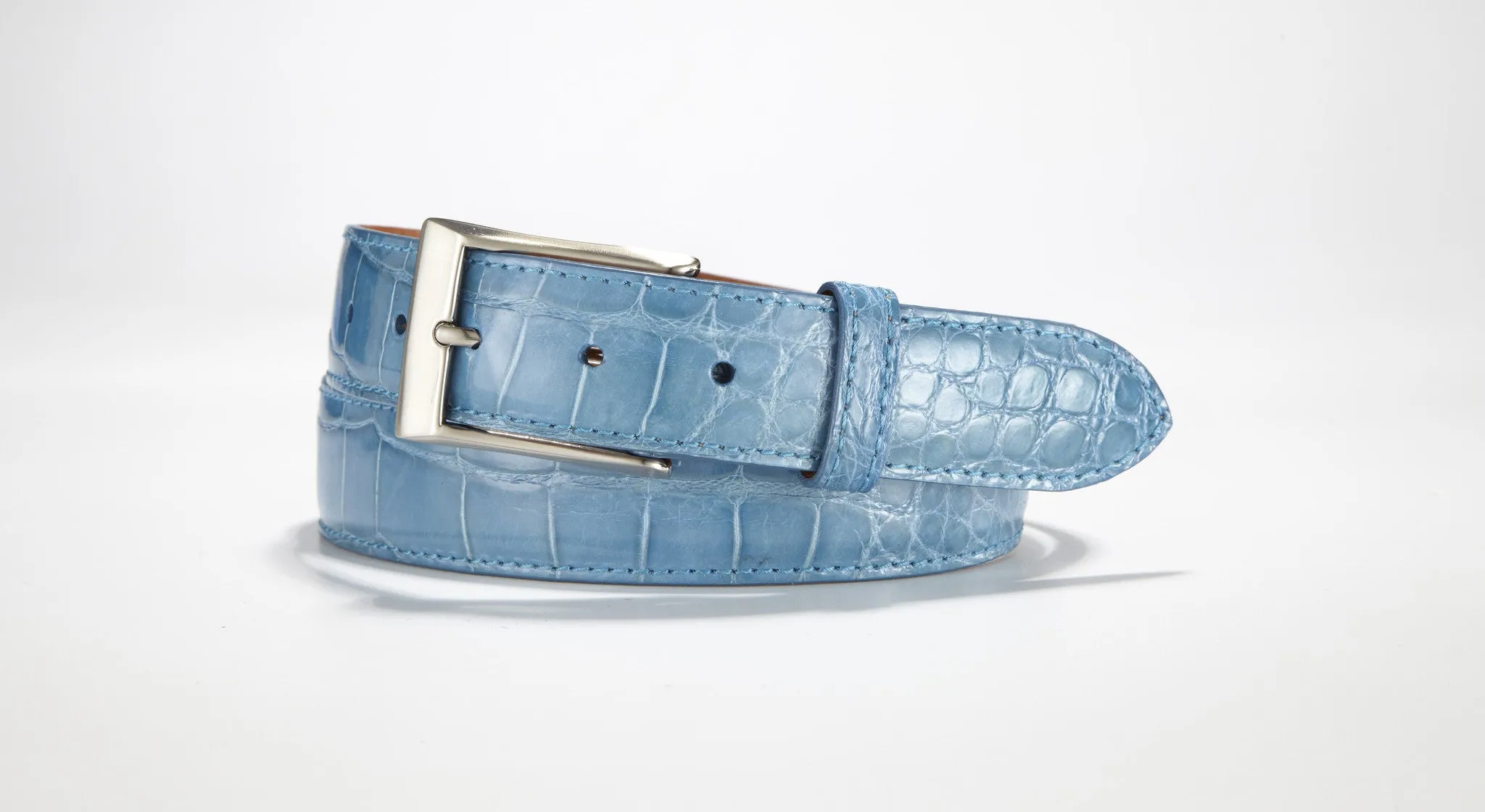 American Alligator Belt - Glossy 1 3/8" - 35mm (Ivory)