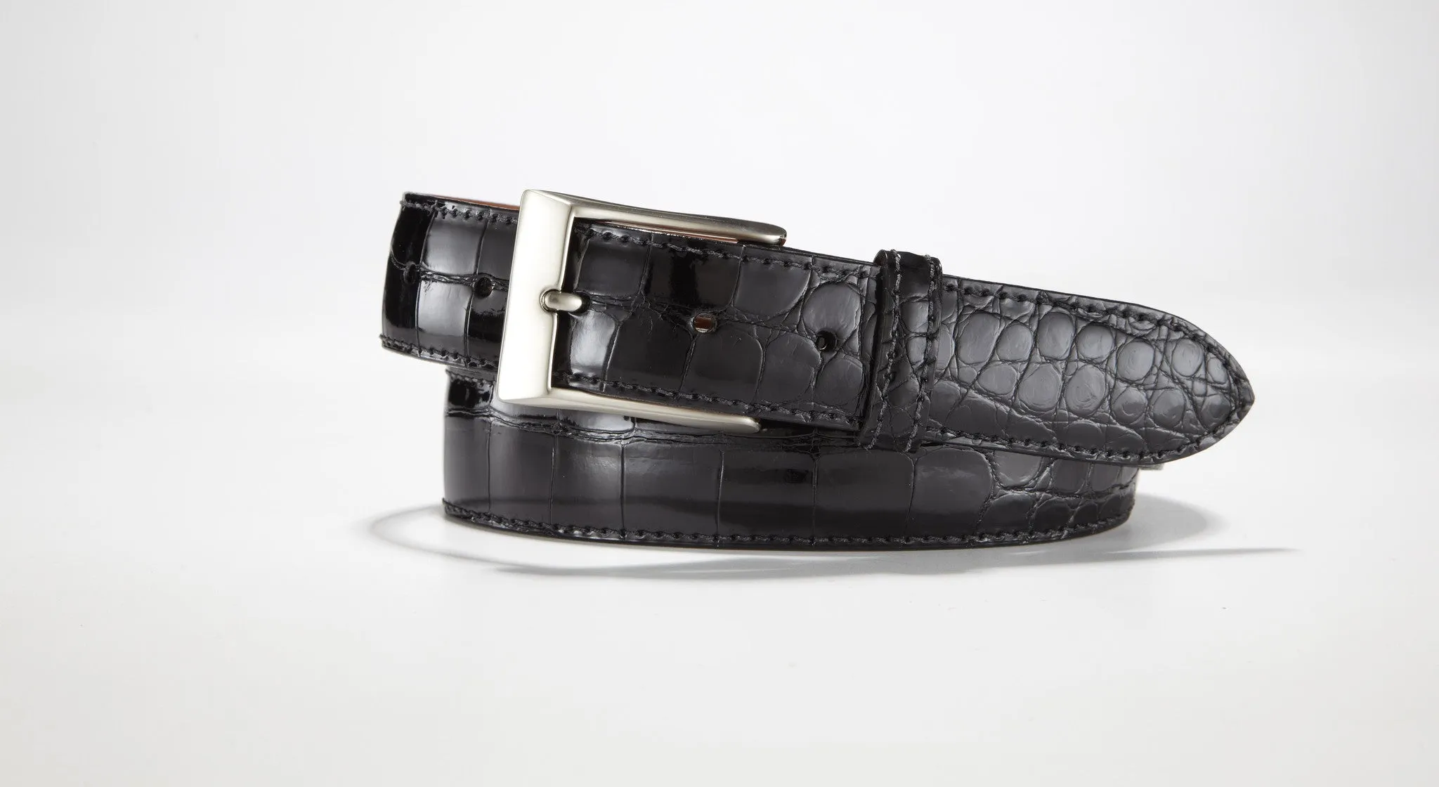 American Alligator Belt - Glossy 1 3/8" - 35mm (Olive)